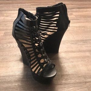 Strappy black heels